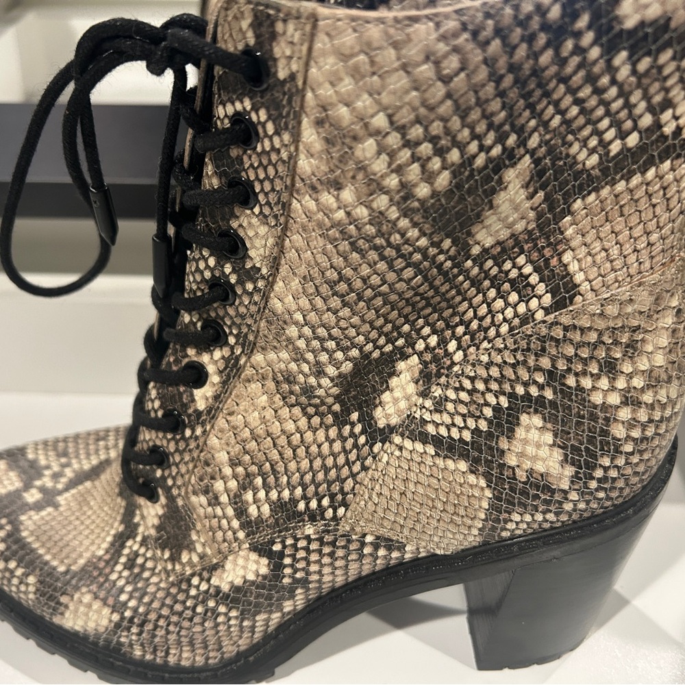 Dolce Vita Beige and Black Lace-Up Boots